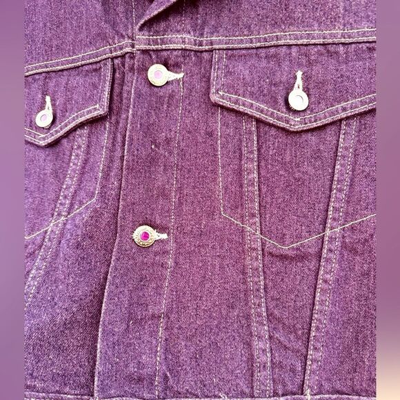 World Class Jeans Bonjour Vintage size Large purple Jean jacket - Picture 1 of 12